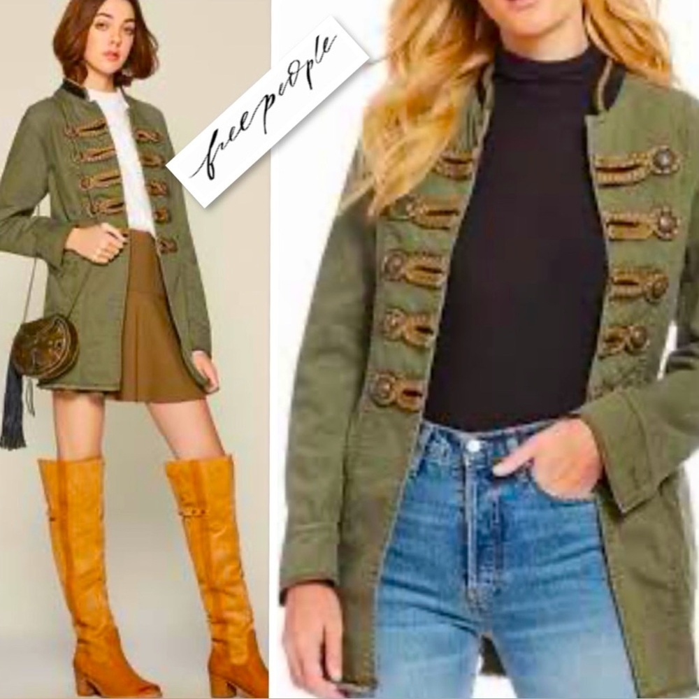 Free People Passenger Military Style Cotton Twill Jacket
Blazer In Moss Size L